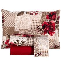 Jogo de Cama Lençol Matrix Queen Percal 4 Peças - Vermelho - 100% Poliéster Jogo de Cama Lençol Matrix Queen Percal 4 Peças - Vermelho - 100% Poliéster