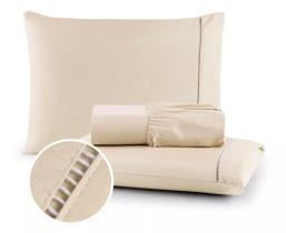 Jogo De Cama Lençol Micro Percal 200 Fios Com Elástico Solteiro, Casal, Queen