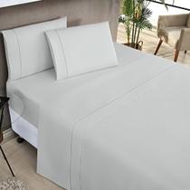 Jogo de Cama Lençol Milano King 4 Peças Percal 200 Fios Ponto Palito Classic - Cinza - 80% Algodão/ 20% Poliéster Jogo de Cama Lençol Milano King 4 Peças Percal 200 Fios Ponto Palito Classic - Cinza - 80% Algodão/ 20% Poliéster