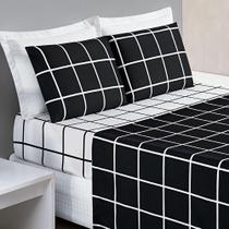 Jogo de Cama Lençol Minimalista Quadriculado Casal Queen 04 Peças Tecido MicroPercal 200 Fios Premium Jogo de Cama Lençol Minimalista Quadriculado Casal Queen 04 Peças Tecido MicroPercal 200 Fios Premium