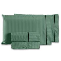 Jogo de Cama Lençol Mônaco Fitado com Fronhas QUEEN 04 Peças - Tecido Listrado Percal 300 Fios Acetinado Brilhante Jogo de Cama Lençol Mônaco Fitado com Fronhas QUEEN 04 Peças - Tecido Listrado Percal 300 Fios Acetinado Brilhante