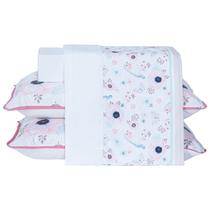 Jogo de Cama Lençol Pássaros Branco QUEEN 04 Peças - Percal 200 Fios