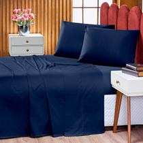 Jogo de Cama Lençol Prestige com Fronhas QUEEN 04 Peças - Tecido Liso Percal 300 Fios 100% Algodão Original