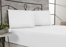 Jogo de cama lençol queen 3 peças 400 fios com acabamento em ponto palito - branco Jogo de cama lençol queen 3 peças 400 fios com acabamento em ponto palito - branco