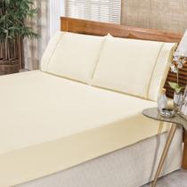 Jogo de Cama Lençol Queen 3 peças Algodão Percal 180 fios Ponto Palito Elegance - Palha