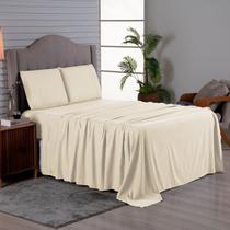 Jogo de Cama Lençol Queen 4 Pçs 600 Fios Ponto Palito Percal Peletizado