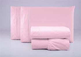 Jogo de cama lençol queen 4 peças algodão percal 180 fios com acabamento em ponto palito - rosa