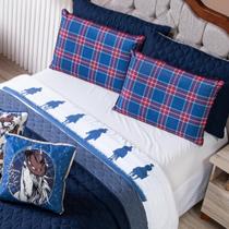 Jogo de Cama Lençol QUEEN Country com Fronhas Estampadas 04 Peças - Tecido Percal 200 Fios