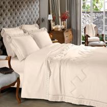 Jogo de Cama Lençol Queen Cristal Percal 300 fios Bordado100% Algodão Renda Buettner Jogo de Cama Lençol Queen Cristal Percal 300 fios Bordado100% Algodão Renda Buettner