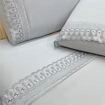 Jogo de Cama Lençol Queen D Mais 4 Peças - Cinza - 100% Poliéster Jogo de Cama Lençol Queen D Mais 4 Peças - Cinza - 100% Poliéster