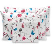 Jogo De Cama Lençol Queen Kit 3 Peças De Cima Extra Macio 180 Fios Percal Estampado