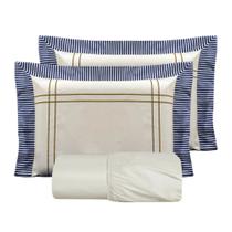 Jogo de Cama Lençol Queen Size 3 Peças 180 Fios Percal Porcelana