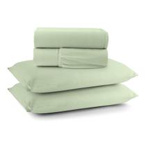 Jogo de Cama Lençol Sereno Casal em Malha Algodão 4 Peças - Verde - 100% Algodão