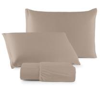 Jogo De Cama Lençol Sereno Queen Em Malha Algodão - Cáqui