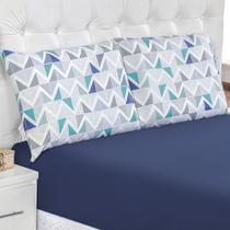 Jogo de Cama Lençol Siena Casal Malha Estampada Algodão 3 Peças - Azul Geométrico Jogo de Cama Lençol Siena Casal Malha Estampada Algodão 3 Peças - Azul Geométrico