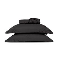 Jogo De Cama Lencol Slim Casal 3 Peças 200 Fios Preto