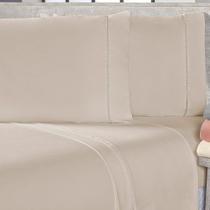 Jogo De Cama Lençol Sofist Ponto Palito 400 Fios Toque Macio Solteiro 03 Peças - Bege