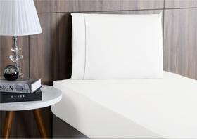 Jogo de cama lençol solteiro 2 peças algodão percal 180 fios acabamento ponto palito - branco Jogo de cama lençol solteiro 2 peças algodão percal 180 fios acabamento ponto palito - branco