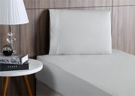 Jogo de cama lençol solteiro 2 peças algodão percal 180 fios acabamento ponto palito - cinza Jogo de cama lençol solteiro 2 peças algodão percal 180 fios acabamento ponto palito - cinza