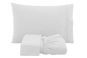 Jogo de cama lençol solteiro 3 peças algodão percal 180 fios acabamento ponto palito - branco Jogo de cama lençol solteiro 3 peças algodão percal 180 fios acabamento ponto palito - branco