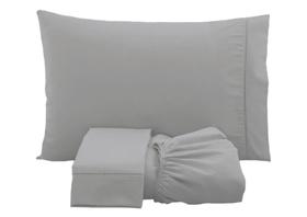 Jogo de cama lençol solteiro 3 peças algodão percal 180 fios acabamento ponto palito - cinza Jogo de cama lençol solteiro 3 peças algodão percal 180 fios acabamento ponto palito - cinza