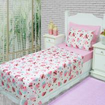 Jogo de Cama Lençol Solteiro Alegria 2 Peças Cupcake - Rosa - 100% Poliéster