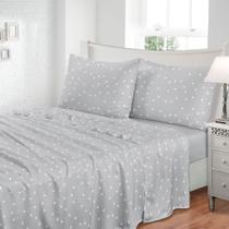 Jogo de Cama Lençol Solteiro Jolitex Estampado Toque de Seda 300 Fios 3Pçs