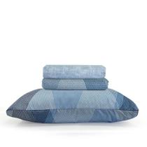 Jogo de Cama Lençol Solteiro Microtec 03 Peças Percal 200 Fios Geométricas Azul Jogo de Cama Lençol Solteiro Microtec 03 Peças Percal 200 Fios Geométricas Azul