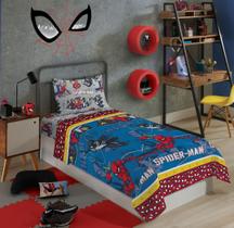 Jogo de Cama Lençol Solteiro Spider Man Homem Aranha 3 peças Com Elástico Lepper