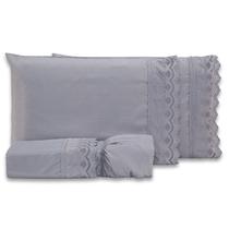 Jogo de Cama Lençol Sublime Bordado Inglês Percal 300 Fios com Fronhas KING 04 Peças - Toque Acetinado Jogo de Cama Lençol Sublime Bordado Inglês Percal 300 Fios com Fronhas KING 04 Peças - Toque Acetinado