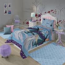 Jogo de Cama Lepper Solteiro Microfibra Estampado Frozen 03 Pçs Azul