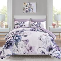 Jogo de Cama Luxudecor Queen 7 Peças Floral Roxo Jogo de Cama Luxudecor Queen 7 Peças Floral Roxo
