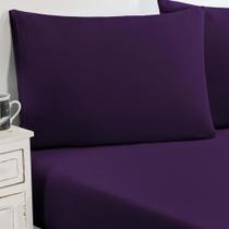 Jogo De Cama Malha Lençol 100% Algodão Gran Moratta 3 Peças Casal - na tonalidade Roxo