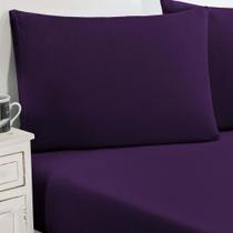 Jogo De Cama Malha Lençol 100% Algodão Gran Moratta 3 Peças Queen - Roxo.