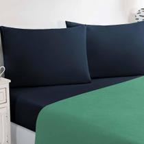 Jogo De Cama Malha Lençol 100% Algodão Gran Moratta 3 Peças Solteiro - Verde Jade-azul Marinho Jogo De Cama Malha Lençol 100% Algodão Gran Moratta 3 Peças Solteiro - Verde Jade-azul Marinho