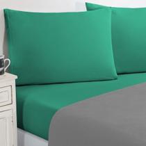 Jogo De Cama Malha Lençol 100% Algodão Gran Moratta 4 Peças Casal - Cinza-verde Jade - Durabilidade Excepcional!