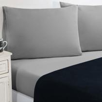 Jogo De Cama Malha Lençol 100% Algodão Gran Moratta 4 Peças King - Na Cor Azul Marinho-cinza Jogo De Cama Malha Lençol 100% Algodão Gran Moratta 4 Peças King - Na Cor Azul Marinho-cinza