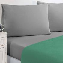 Jogo De Cama Malha Lençol 100% Algodão Gran Moratta 4 Peças Queen - Cinza-verde Jade - Elegância Garantida