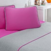 Jogo De Cama Malha Lençol 100% Algodão Urbano 4 Peças Casal - Pink-mescla - elegância garantida!