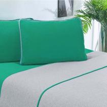 Jogo De Cama Malha Lençol 100% Algodão Urbano 4 Peças Casal - Verde Jade-mescla.