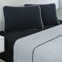 Jogo De Cama Malha Lençol 100% Algodão Urbano 4 Peças Queen - Preto-mescla Jogo De Cama Malha Lençol 100% Algodão Urbano 4 Peças Queen - Preto-mescla