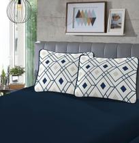 Jogo de Cama Malha - Solteiro - 2 Peças - 100% Algodão - Lazuli - Marinho - SBX