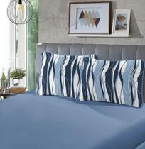 Jogo de Cama Malha - Solteiro - 2 Peças - 100% Algodão - Ribbon - Azul - SBX