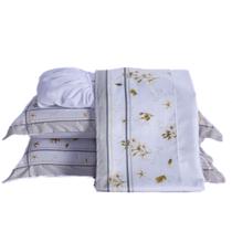 Jogo de Cama Maya Branco/Caqui Casal Padrão 04 Peças - Percal 200 Fios