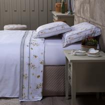 Jogo de Cama Maya Branco/Caqui Queen 04 Peças - Micropercal 180 Fios Jogo de Cama Maya Branco/Caqui Queen 04 Peças - Micropercal 180 Fios