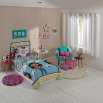 Jogo de Cama Microfibra Solteiro Estampado A Casa Mágica da Gabby 1,40m x 2,20m com 2 peças