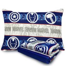 Jogo de Cama Microfibra Solteiro Estampado Avengers 1,40 m x 2,20 m Com 3 Peças Lepper