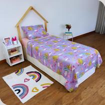 Jogo de Cama Microfibra Solteiro Estampado Barbie 1,40 m x 2,20 m Com 2 pecas