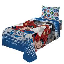 Jogo de Cama Microfibra Solteiro Estampado Liga da Justiça 2pçs Jogo de Cama Microfibra Solteiro Estampado Liga da Justiça 2pçs