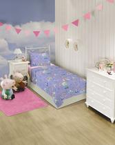 Jogo de Cama Microfibra Solteiro Estampado Peppa Pig 1,40 m x 2,20 m Com 3 pecas